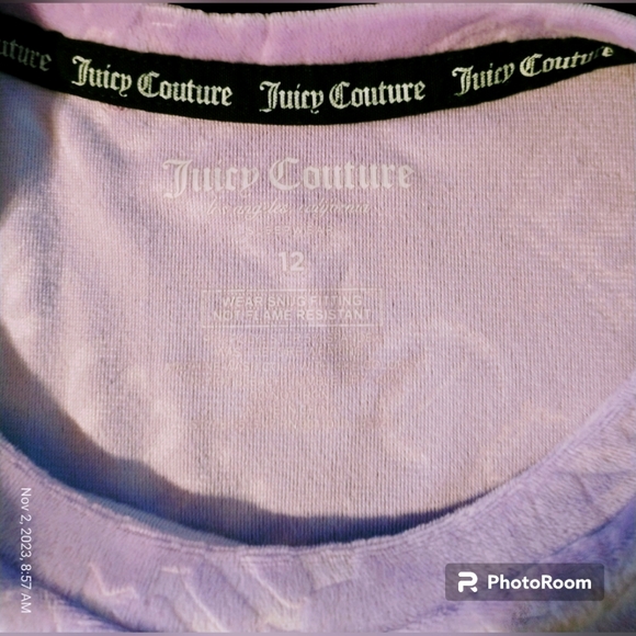 Girls Light Lavender Purple Juicy Couture Pajama Set Size 12 - Picture 4 of 5